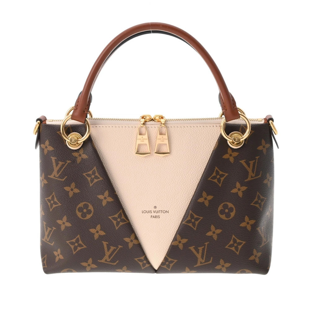 LOUIS VUITTON Monogram V Tote Cream Canvas Handbag